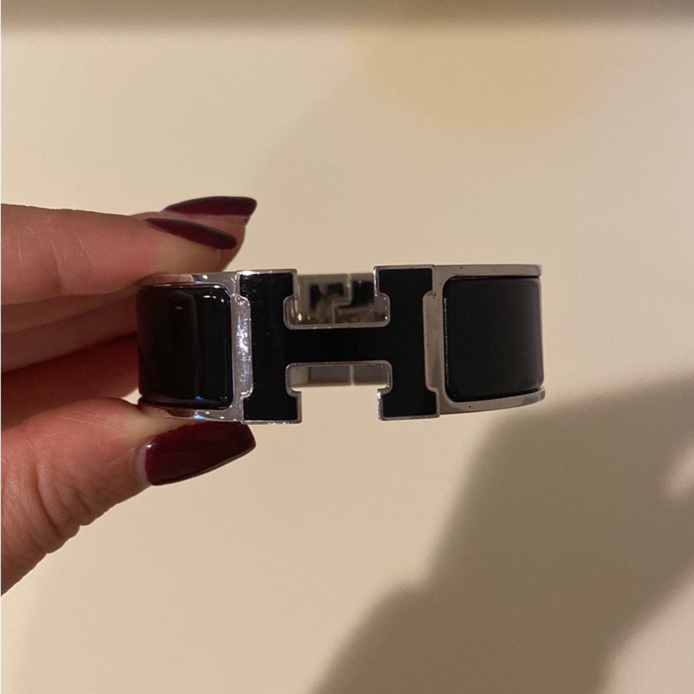 Hermes Clic Clac H Bracelet BLACK/SILVER
